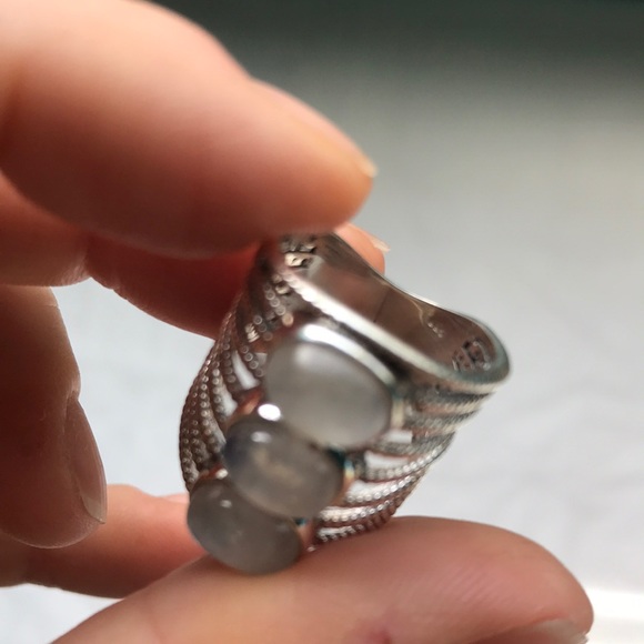 Triple Rainbow Moonstone 925 sterling silver band - Picture 5 of 8